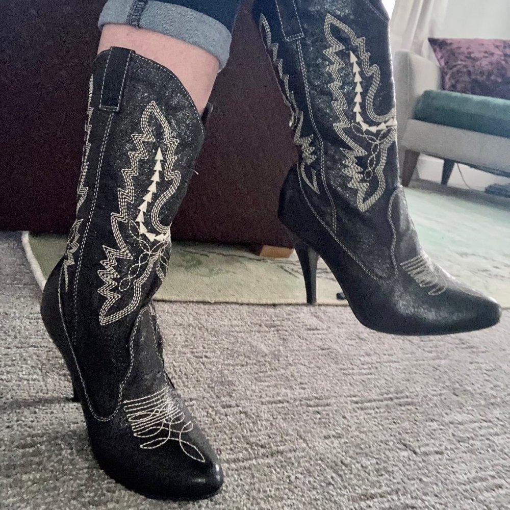 Sexy Stiletto California Cowgirl Vegan Western Heels/Boots 7